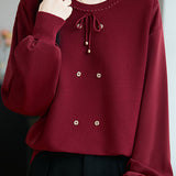Casual Versatile Pullover Paneled-Fabric Knitted Top
