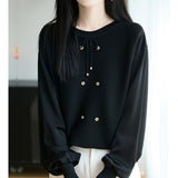 Casual Versatile Pullover Paneled-Fabric Knitted Top