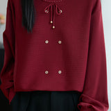 Casual Versatile Pullover Paneled-Fabric Knitted Top