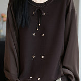 Casual Versatile Pullover Paneled-Fabric Knitted Top