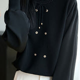 Casual Versatile Pullover Paneled-Fabric Knitted Top