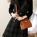 Exquisite Elegant Fake Two-Piece Plaid Long-Sleeve Dress