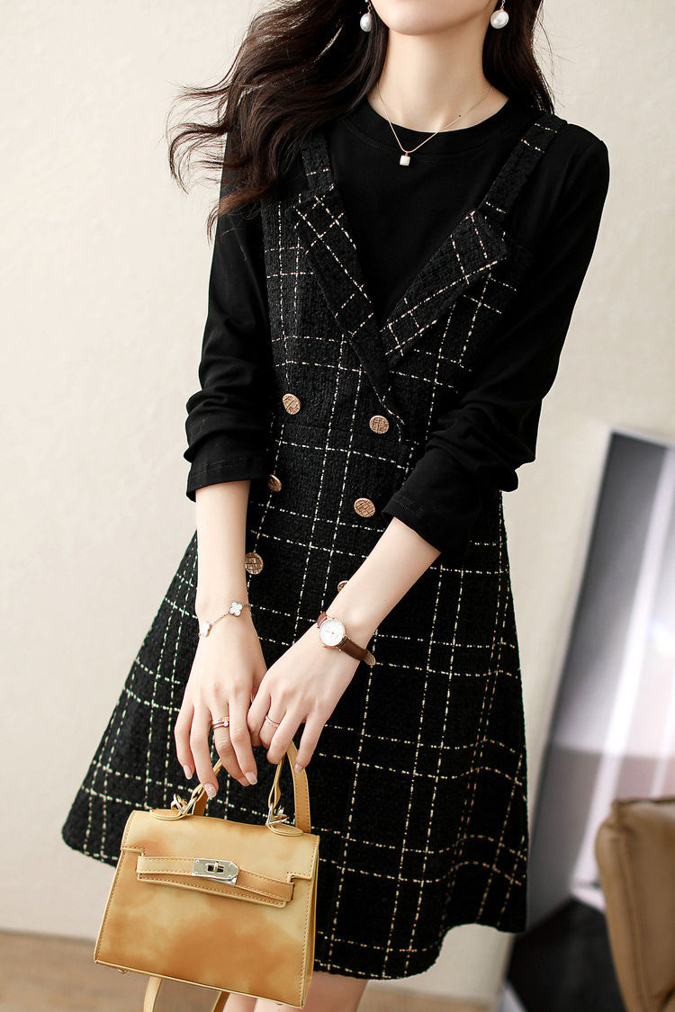 plaid long sleeve dress product info and reviews Brown Plaid Pleated Mini Dress & Reviews - Brown - Dresses