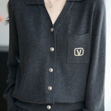 Casual Versatile Lapel Knitted Cardigan