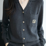 Casual Versatile Lapel Knitted Cardigan