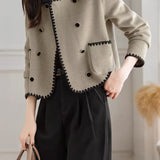 Elegant Temperament Color-Block Lapel Double-Faced Wool Coat