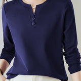 Casual Versatile Regular-Shoulder Long-Sleeve T-Shirt