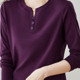 Casual Versatile Regular-Shoulder Long-Sleeve T-Shirt