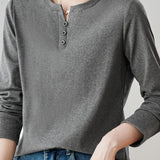 Casual Versatile Regular-Shoulder Long-Sleeve T-Shirt