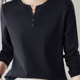 Casual Versatile Regular-Shoulder Long-Sleeve T-Shirt