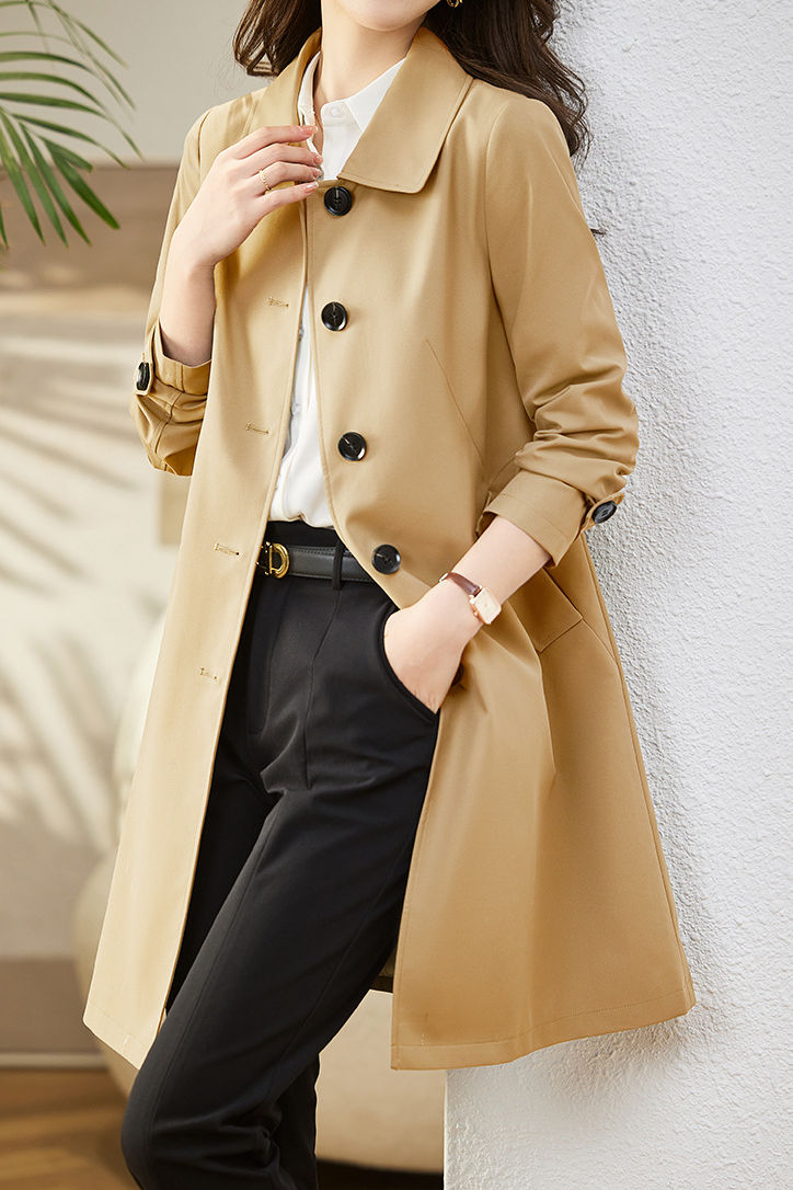 Casual Versatile Lapel Mid-Length Trench Coat - liwisi