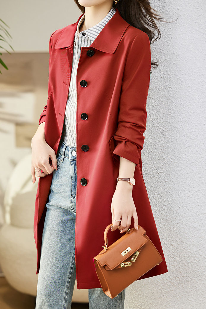 Casual Versatile Lapel Mid-Length Trench Coat - liwisi