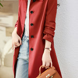 Casual Versatile Lapel Mid-Length Trench Coat - liwisi