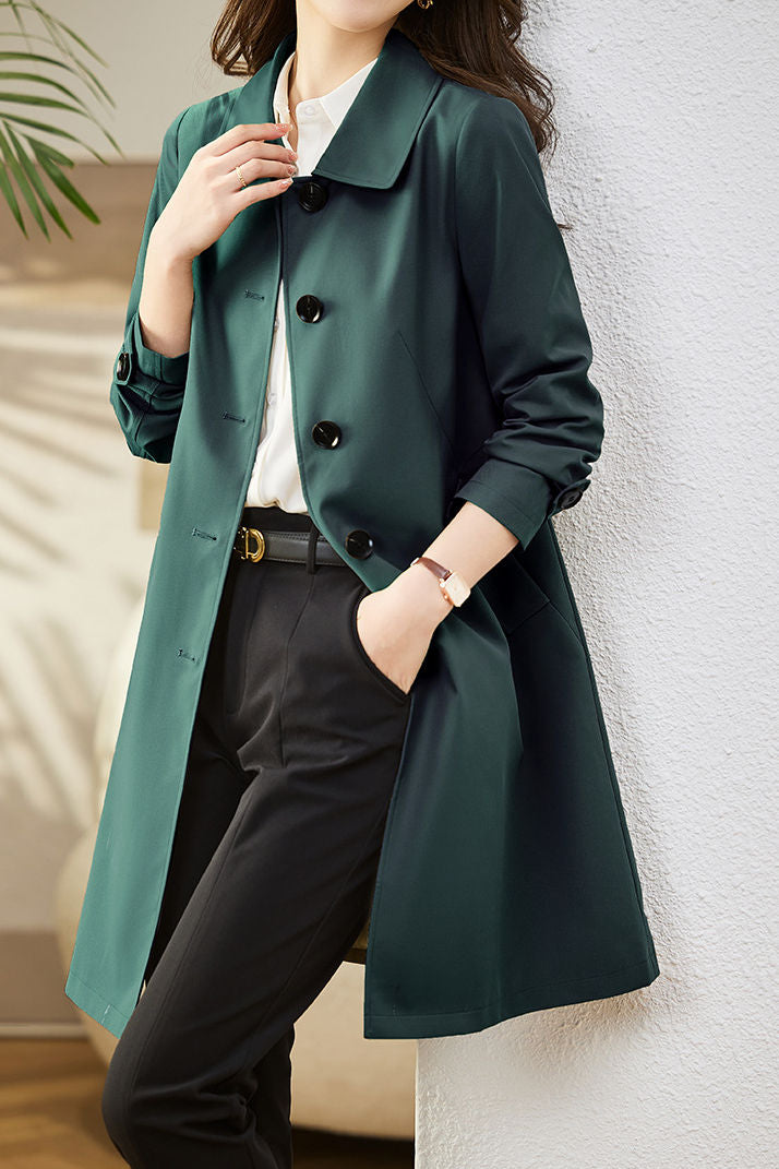 Casual Versatile Lapel Mid-Length Trench Coat - liwisi