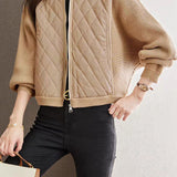 Casual Versatile Stand-Collar Paneled Batwing Sleeve Short Coat - liwisi