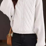 Casual Versatile Stand-Collar Paneled Batwing Sleeve Short Coat - liwisi
