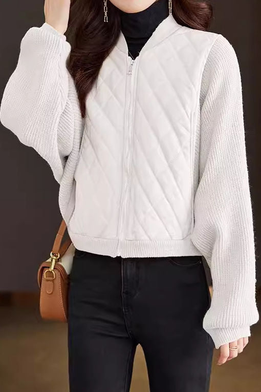 Casual Versatile Stand-Collar Paneled Batwing Sleeve Short Coat - liwisi