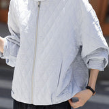 Casual Versatile Stand-Collar Argyle Cotton-Padded Coat - liwisi