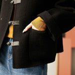 Casual Solid-Color Leather-Button Woolen Coat - liwisi