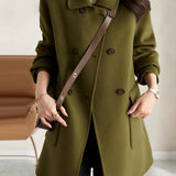 Casual Versatile Mid-Length Lapel Woolen Coat