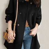 Casual Versatile Mid-Length Lapel Woolen Coat