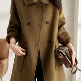 Casual Versatile Mid-Length Lapel Woolen Coat