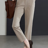 Casual Commuter Minimalist Straight-Leg Cropped Suit Pants - liwisi