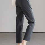 Casual Commuter Minimalist Straight-Leg Cropped Suit Pants - liwisi