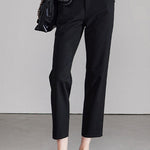Casual Commuter Minimalist Straight-Leg Cropped Suit Pants - liwisi