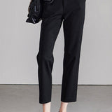 Casual Commuter Minimalist Straight-Leg Cropped Suit Pants - liwisi