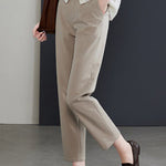 Casual Commuter Minimalist Straight-Leg Cropped Suit Pants - liwisi