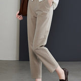 Casual Commuter Minimalist Straight-Leg Cropped Suit Pants - liwisi