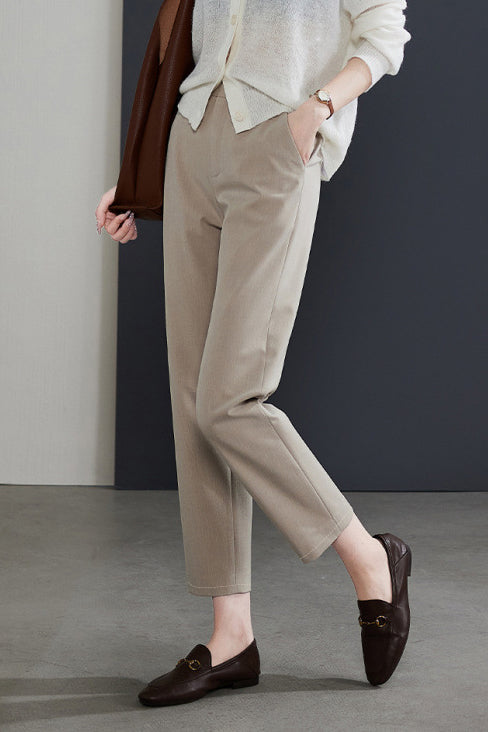 Casual Commuter Minimalist Straight-Leg Cropped Suit Pants - liwisi