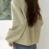 Casual Minimalist Letter Embroidery Crew Neck Pullover Long-Sleeve Top