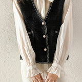 Elegant V-Neck Lurex Velvet Vest