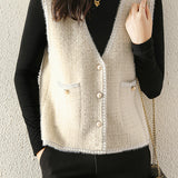Elegant V-Neck Lurex Velvet Vest