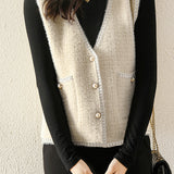 Elegant V-Neck Lurex Velvet Vest