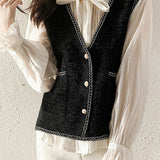 Elegant V-Neck Lurex Velvet Vest