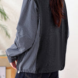 Casual Fake Two-Piece Paneled Striped Shirt