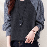 Casual Fake Two-Piece Paneled Striped Shirt