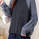 Casual Fake Two-Piece Paneled Striped Shirt