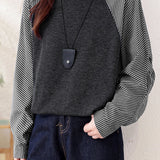 Casual Fake Two-Piece Paneled Striped Shirt