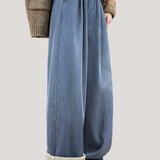 Casual High-Waist Draped Wide-Leg Denim Pants - liwisi