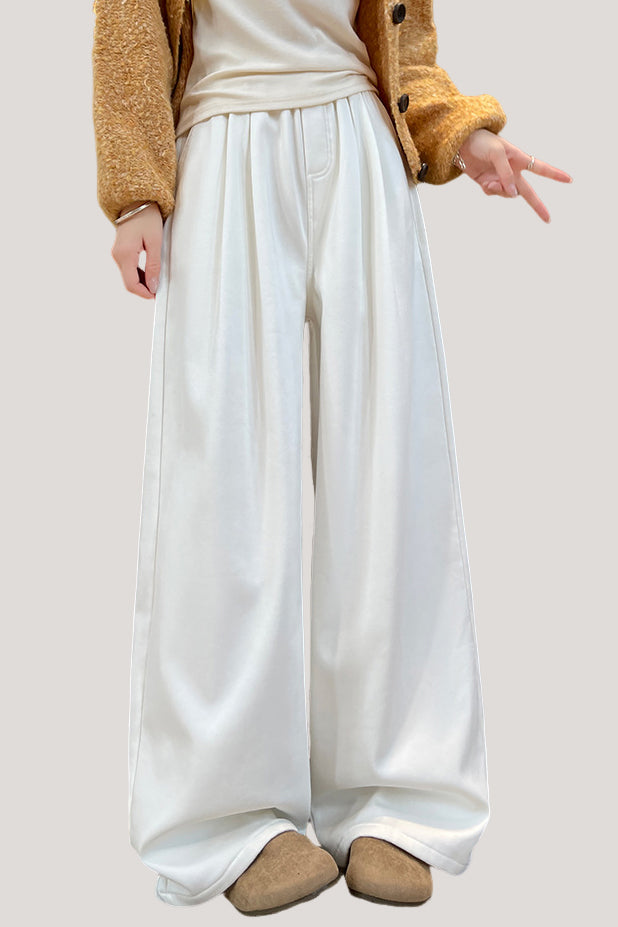 Casual High-Waist Draped Wide-Leg Denim Pants - liwisi