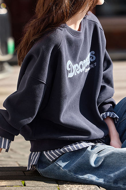 Casual Fake Two-Piece Striped Letter Hoodie - liwisi