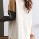 Casual Versatile Crew Neck Color-Block Long-Sleeve Sweater