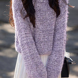 Casual Versatile Sequin Crew Neck Pullover Sweater