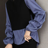 Casual Versatile Paneled Fake Two-Piece Shirt