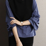 Casual Versatile Paneled Fake Two-Piece Shirt