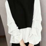 Casual Versatile Paneled Fake Two-Piece Shirt